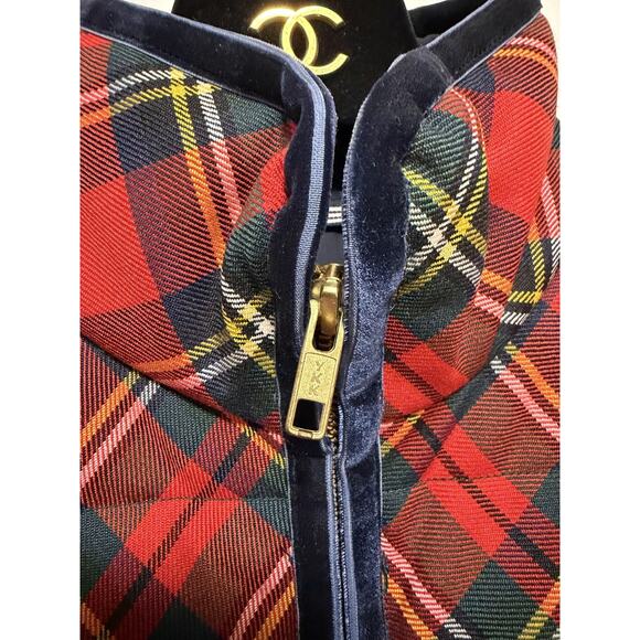 J Crew Vest Womens Small Red Plaid Wool Blend Puffer Quilted Zip Up Sleeveless - Picture 6 of 12